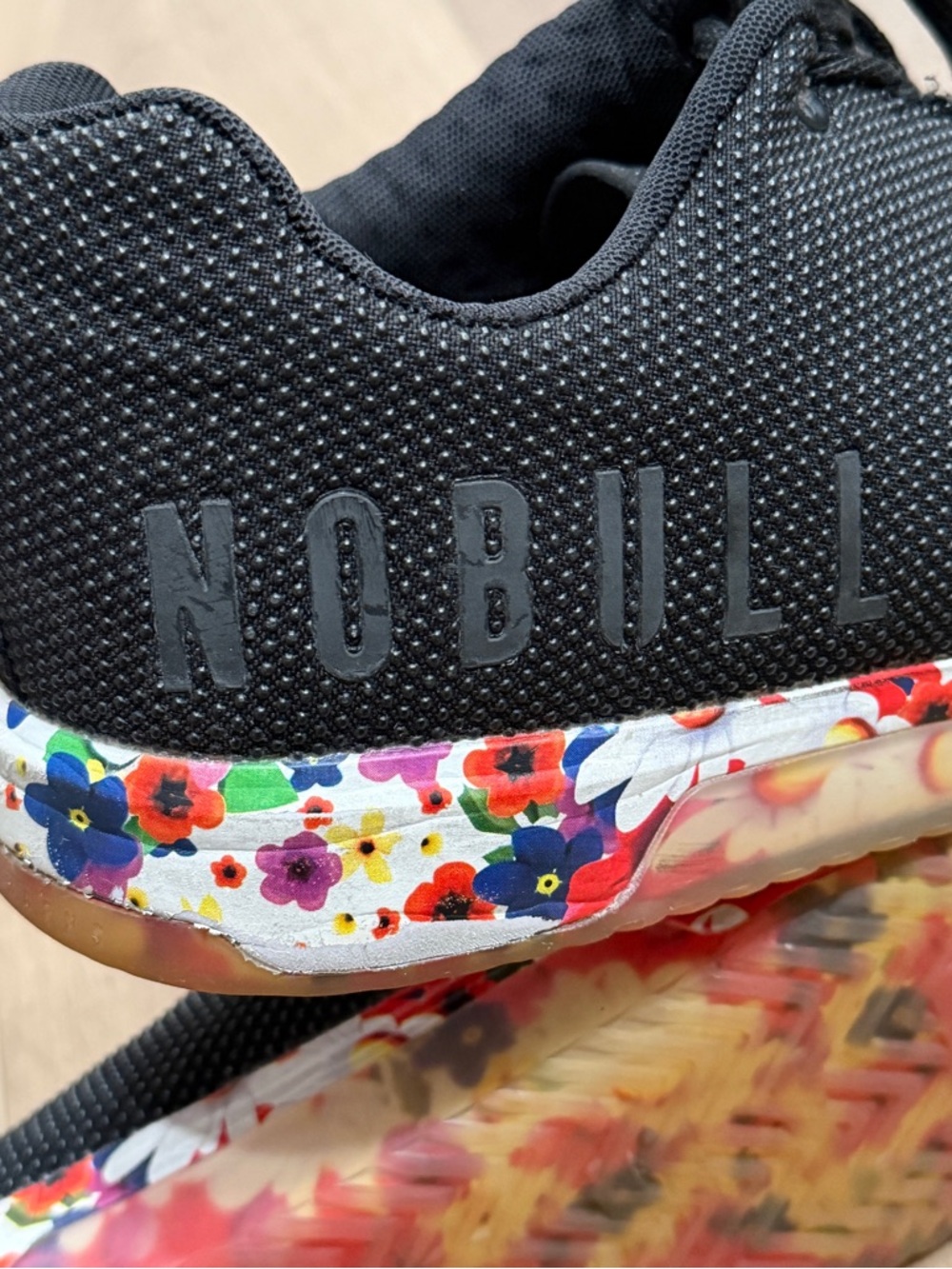 NOBULL Trainer Shoes Men 14 Women 15.5 Black Floral CrossFit TrainingGym Sneaker - Picture 7 of 16